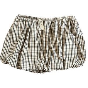 NWT Bar III Windowpane Tan Plaid Bubble Mini Skirt Size XL Office Siren